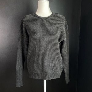 Charcoal Grey Ribbed Wool Sweater
